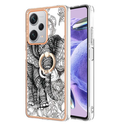 YB IMD Series-20 Style D For Xiaomi Redmi Note 12 Pro+ 5G 2.0mm TPU Anti-Scratch Case Electroplated IMD Kickstand Phone Cover