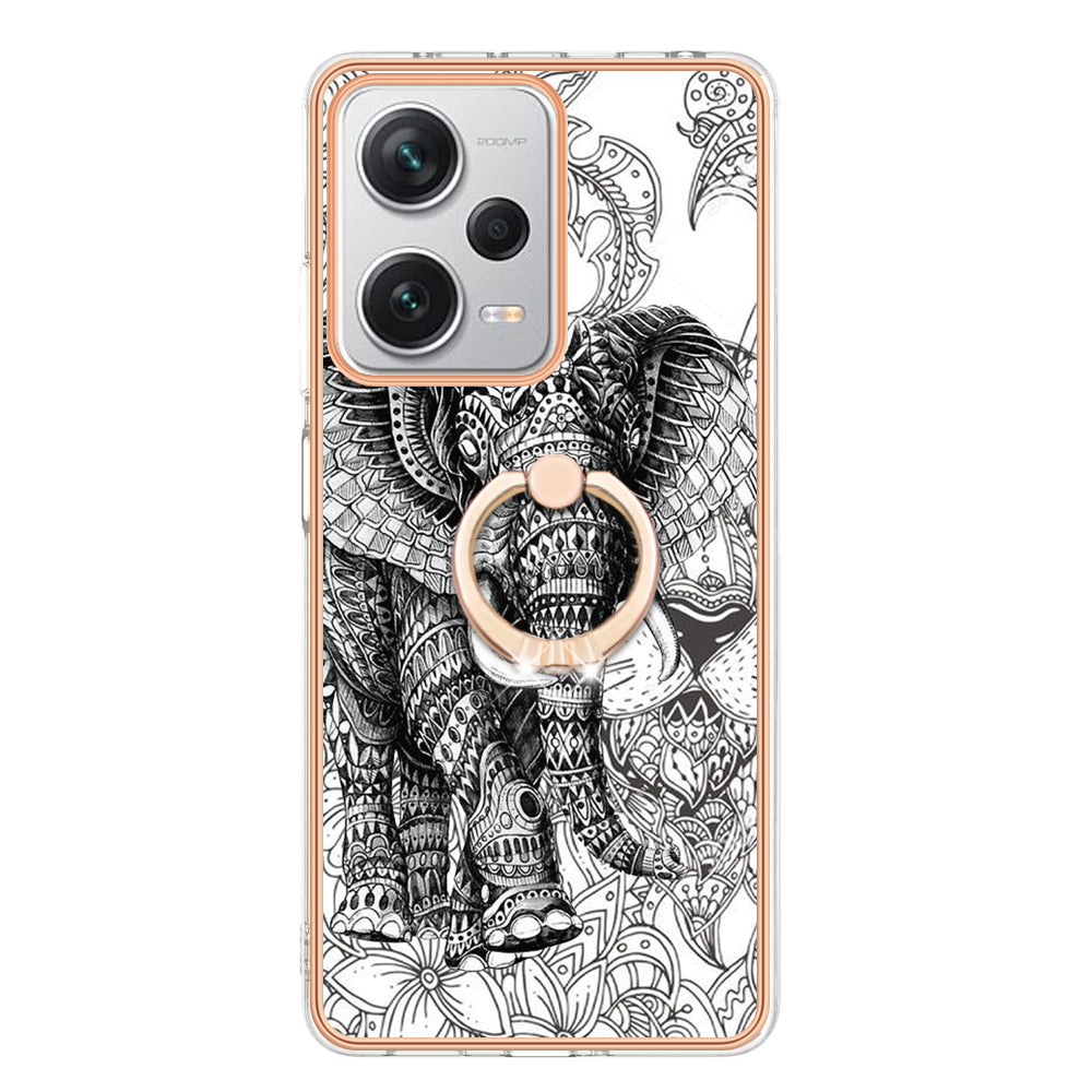 YB IMD Series-20 Style D For Xiaomi Redmi Note 12 Pro+ 5G 2.0mm TPU Anti-Scratch Case Electroplated IMD Kickstand Phone Cover