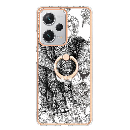 YB IMD Series-20 Style D For Xiaomi Redmi Note 12 Pro+ 5G 2.0mm TPU Anti-Scratch Case Electroplated IMD Kickstand Phone Cover