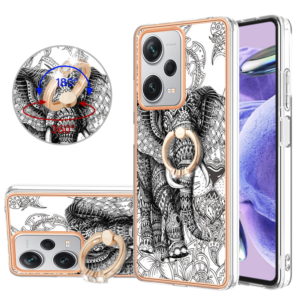 YB IMD Series-20 Style D For Xiaomi Redmi Note 12 Pro+ 5G 2.0mm TPU Anti-Scratch Case Electroplated IMD Kickstand Phone Cover