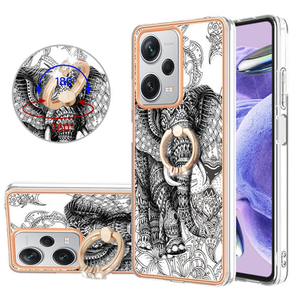 YB IMD Series-20 Style D For Xiaomi Redmi Note 12 Pro+ 5G 2.0mm TPU Anti-Scratch Case Electroplated IMD Kickstand Phone Cover