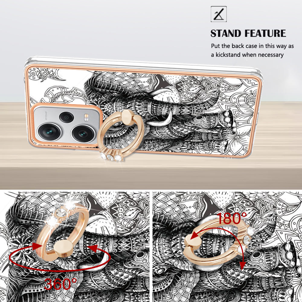 YB IMD Series-20 Style D For Xiaomi Redmi Note 12 Pro+ 5G 2.0mm TPU Anti-Scratch Case Electroplated IMD Kickstand Phone Cover