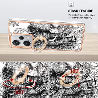YB IMD Series-20 Style D For Xiaomi Redmi Note 12 Pro+ 5G 2.0mm TPU Anti-Scratch Case Electroplated IMD Kickstand Phone Cover