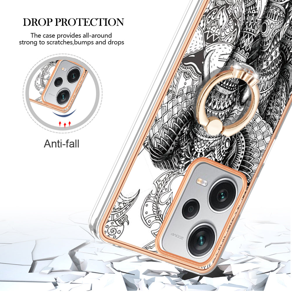 YB IMD Series-20 Style D For Xiaomi Redmi Note 12 Pro+ 5G 2.0mm TPU Anti-Scratch Case Electroplated IMD Kickstand Phone Cover