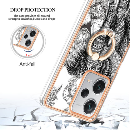 YB IMD Series-20 Style D For Xiaomi Redmi Note 12 Pro+ 5G 2.0mm TPU Anti-Scratch Case Electroplated IMD Kickstand Phone Cover