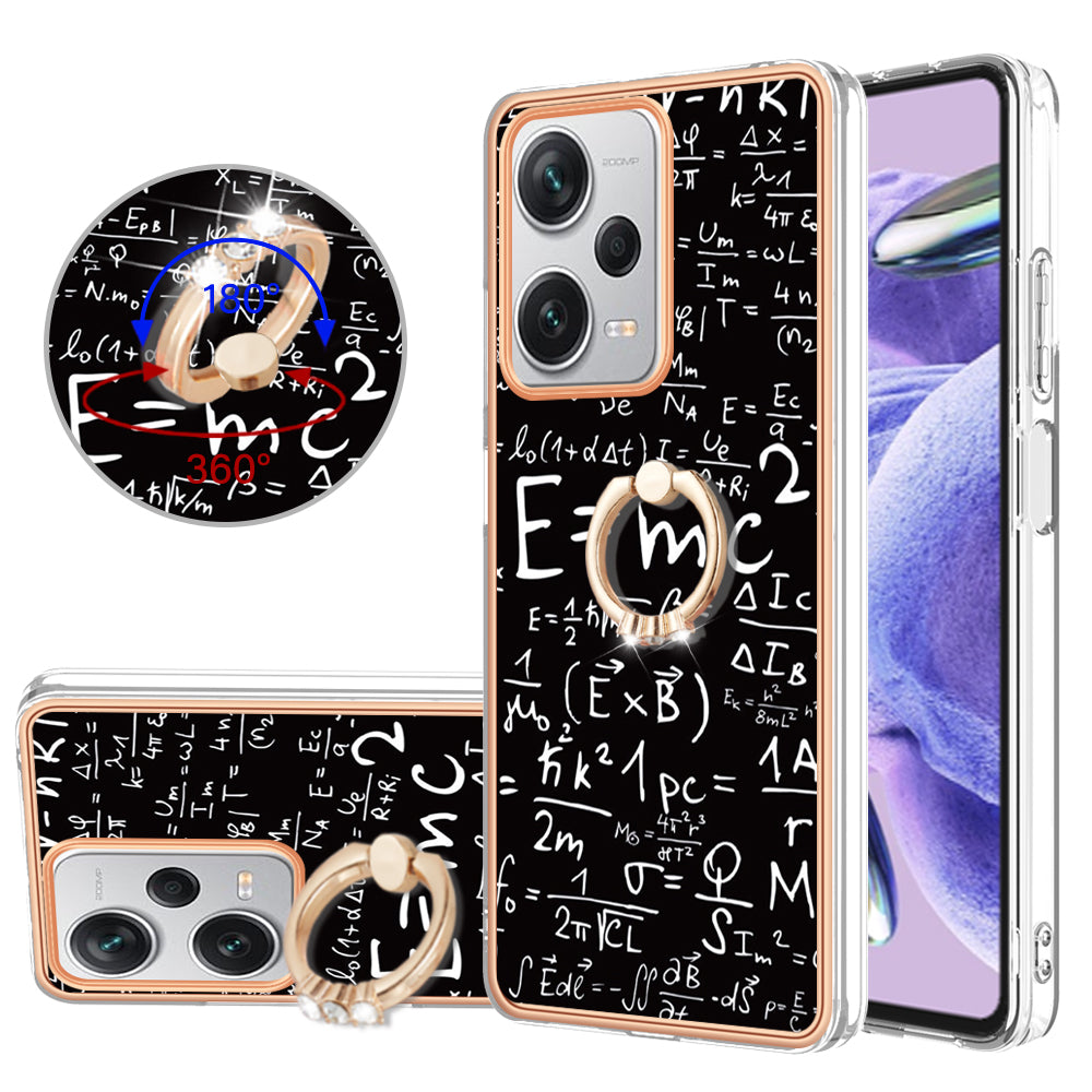 YB IMD Series-20 Style D For Xiaomi Redmi Note 12 Pro+ 5G 2.0mm TPU Anti-Scratch Case Electroplated IMD Kickstand Phone Cover