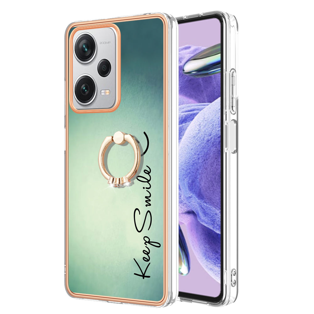 YB IMD Series-20 Style D For Xiaomi Redmi Note 12 Pro+ 5G 2.0mm TPU Anti-Scratch Case Electroplated IMD Kickstand Phone Cover