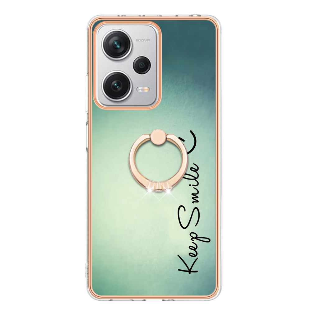 YB IMD Series-20 Style D For Xiaomi Redmi Note 12 Pro+ 5G 2.0mm TPU Anti-Scratch Case Electroplated IMD Kickstand Phone Cover
