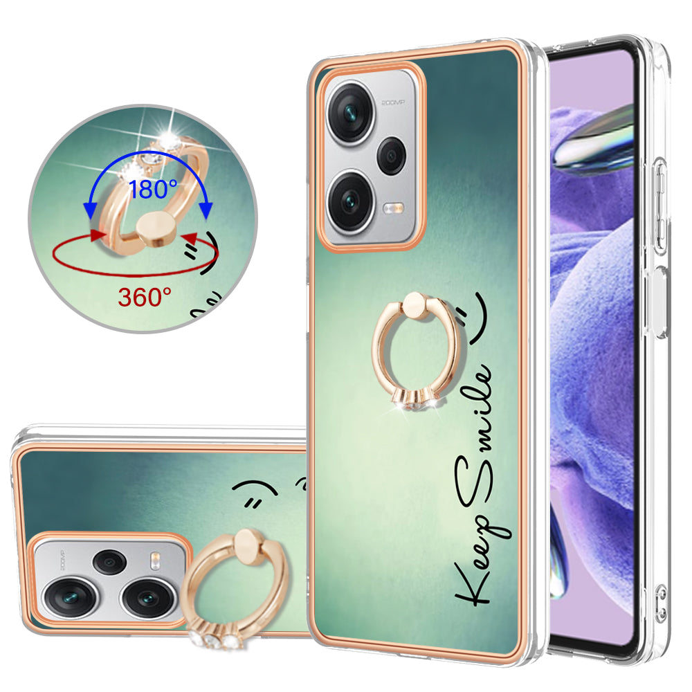 YB IMD Series-20 Style D For Xiaomi Redmi Note 12 Pro+ 5G 2.0mm TPU Anti-Scratch Case Electroplated IMD Kickstand Phone Cover