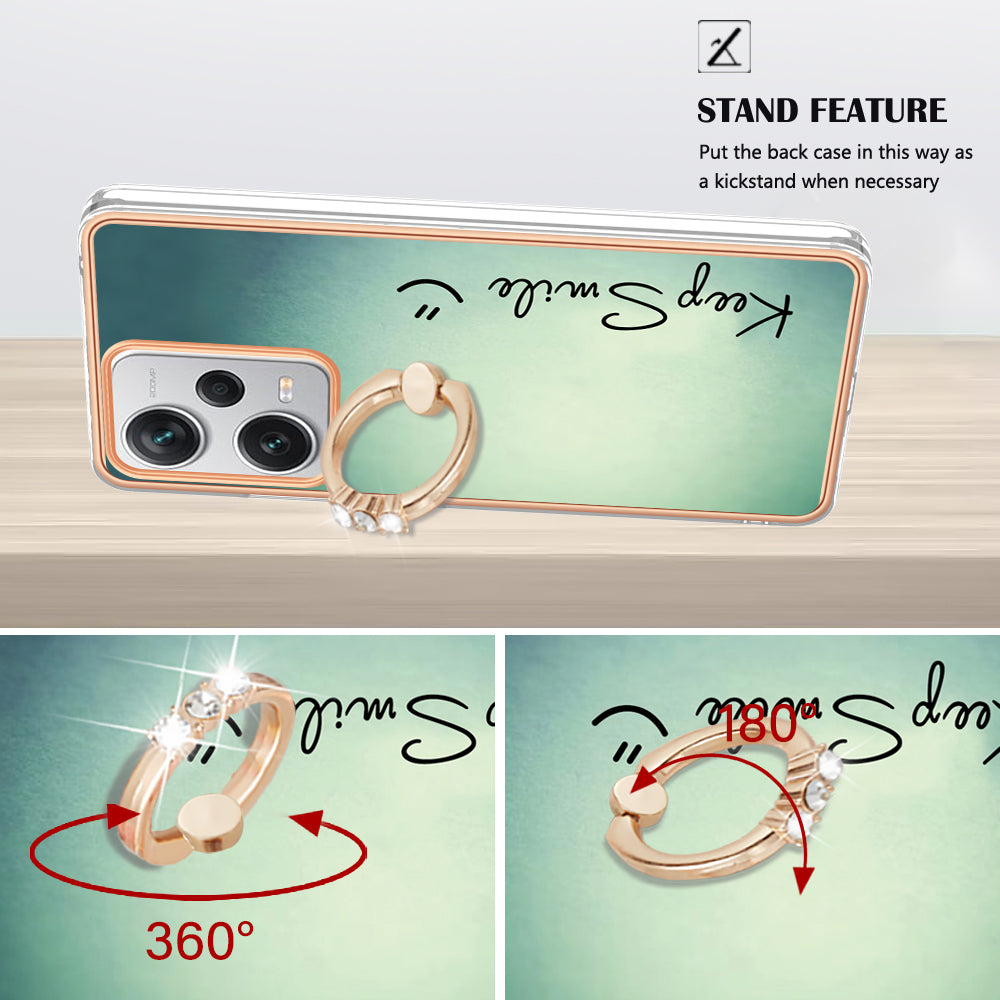 YB IMD Series-20 Style D For Xiaomi Redmi Note 12 Pro+ 5G 2.0mm TPU Anti-Scratch Case Electroplated IMD Kickstand Phone Cover
