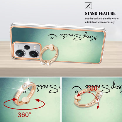 YB IMD Series-20 Style D For Xiaomi Redmi Note 12 Pro+ 5G 2.0mm TPU Anti-Scratch Case Electroplated IMD Kickstand Phone Cover