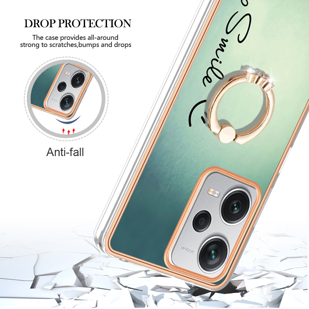 YB IMD Series-20 Style D For Xiaomi Redmi Note 12 Pro+ 5G 2.0mm TPU Anti-Scratch Case Electroplated IMD Kickstand Phone Cover
