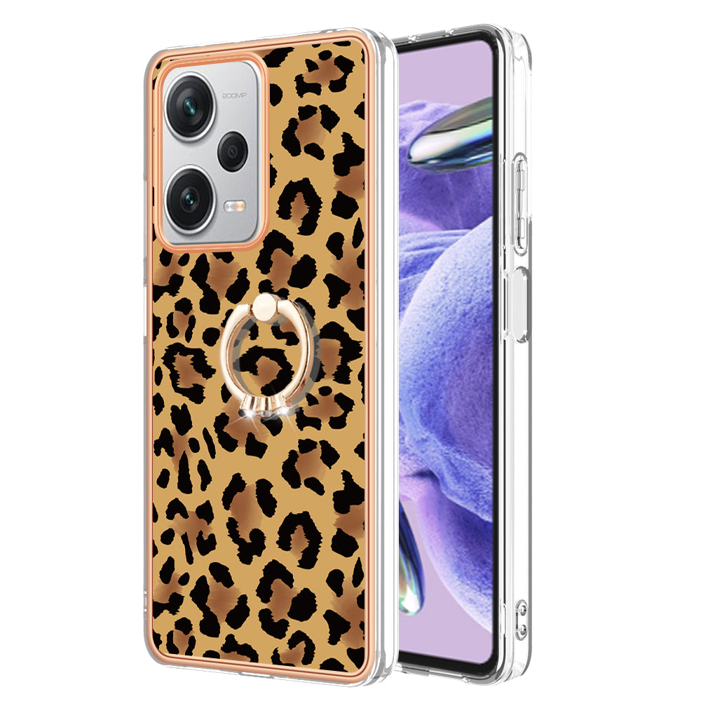 YB IMD Series-20 Style D For Xiaomi Redmi Note 12 Pro+ 5G 2.0mm TPU Anti-Scratch Case Electroplated IMD Kickstand Phone Cover