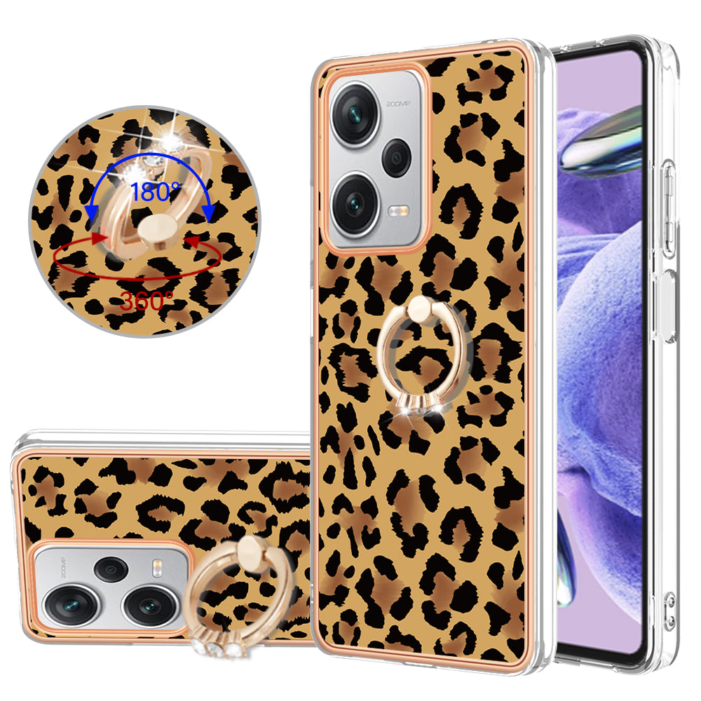 YB IMD Series-20 Style D For Xiaomi Redmi Note 12 Pro+ 5G 2.0mm TPU Anti-Scratch Case Electroplated IMD Kickstand Phone Cover