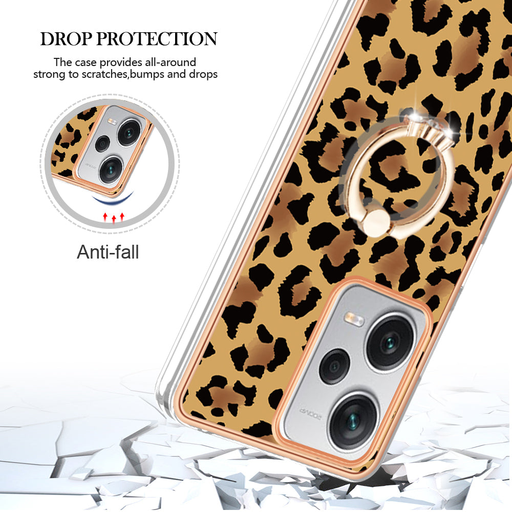 YB IMD Series-20 Style D For Xiaomi Redmi Note 12 Pro+ 5G 2.0mm TPU Anti-Scratch Case Electroplated IMD Kickstand Phone Cover