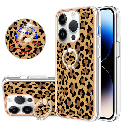 YB IMD Series-20 Style D Kickstand Phone Case for iPhone 14 Pro 2.0mm Electroplating TPU IMD Pattern Cover