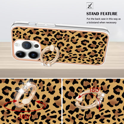 YB IMD Series-20 Style D Kickstand Phone Case for iPhone 14 Pro 2.0mm Electroplating TPU IMD Pattern Cover