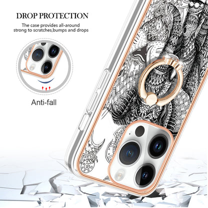 YB IMD Series-20 Style D Kickstand Phone Case for iPhone 14 Pro 2.0mm Electroplating TPU IMD Pattern Cover