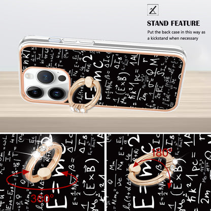 YB IMD Series-20 Style D Kickstand Phone Case for iPhone 14 Pro 2.0mm Electroplating TPU IMD Pattern Cover