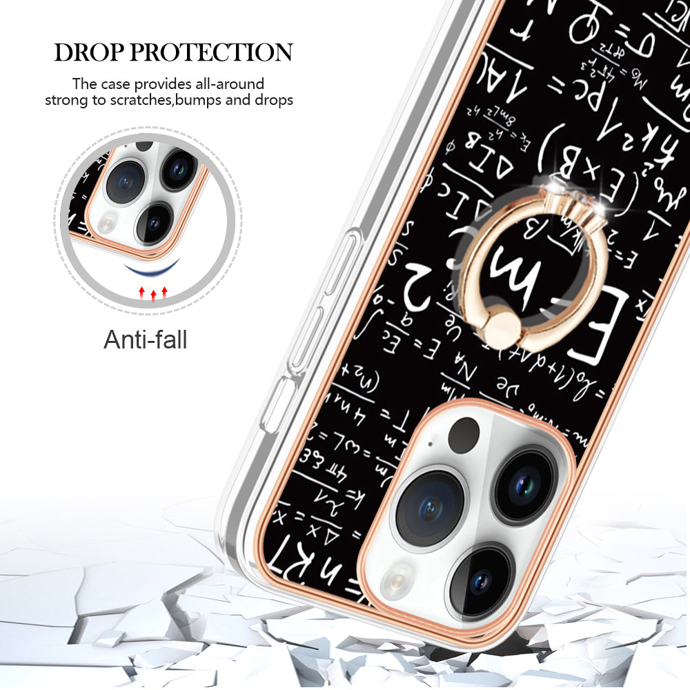 YB IMD Series-20 Style D Kickstand Phone Case for iPhone 14 Pro 2.0mm Electroplating TPU IMD Pattern Cover