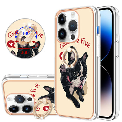 YB IMD Series-20 Style D Kickstand Phone Case for iPhone 14 Pro 2.0mm Electroplating TPU IMD Pattern Cover