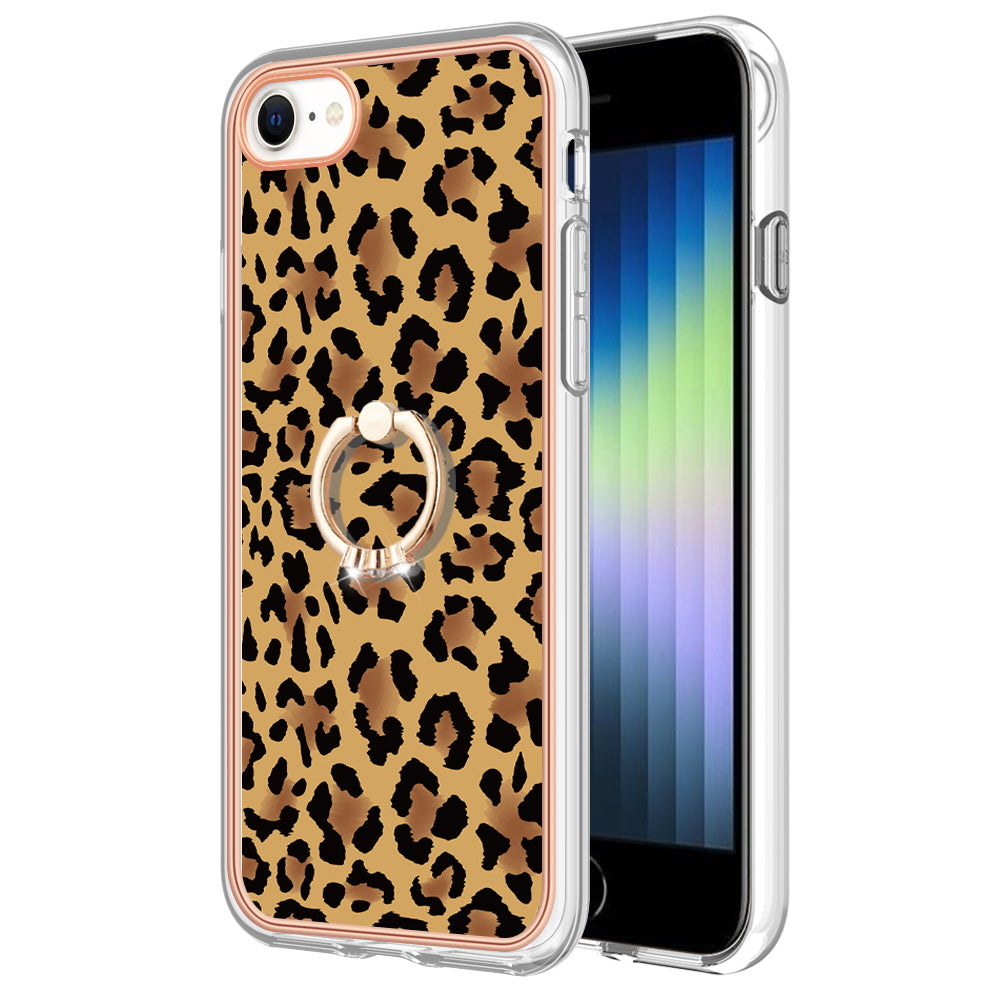 YB IMD Series-20 Style D For iPhone 7 / 8 / SE (2020) / SE (2022) Anti-Fall 2.0mm TPU Case Kickstand IMD Electroplating Phone Cover