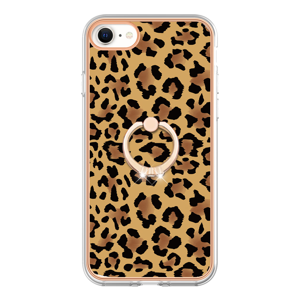 YB IMD Series-20 Style D For iPhone 7 / 8 / SE (2020) / SE (2022) Anti-Fall 2.0mm TPU Case Kickstand IMD Electroplating Phone Cover