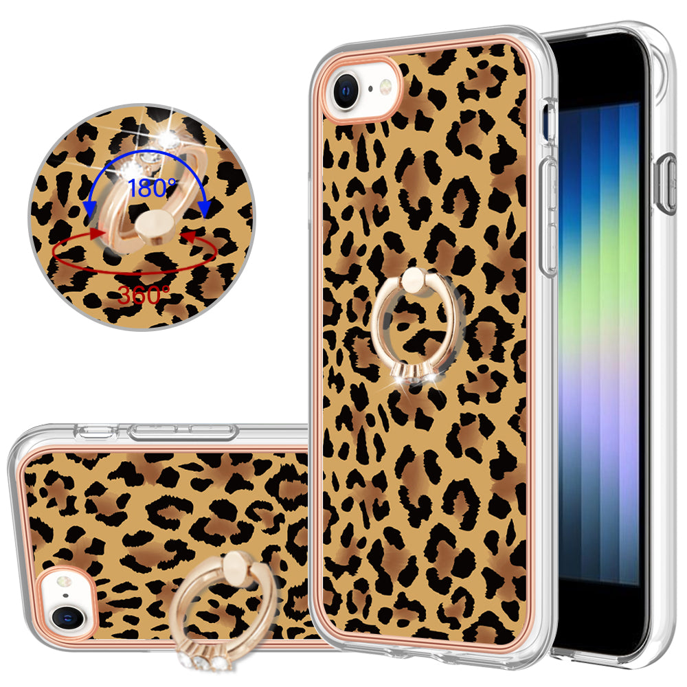 YB IMD Series-20 Style D For iPhone 7 / 8 / SE (2020) / SE (2022) Anti-Fall 2.0mm TPU Case Kickstand IMD Electroplating Phone Cover