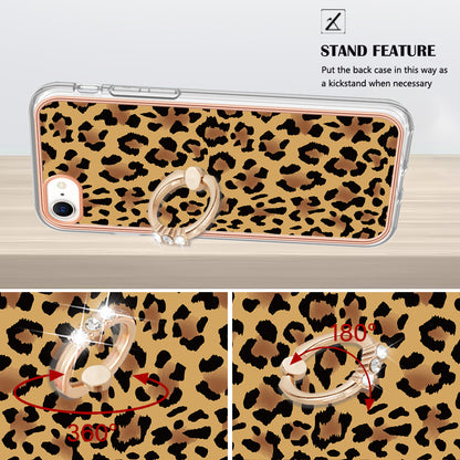 YB IMD Series-20 Style D For iPhone 7 / 8 / SE (2020) / SE (2022) Anti-Fall 2.0mm TPU Case Kickstand IMD Electroplating Phone Cover