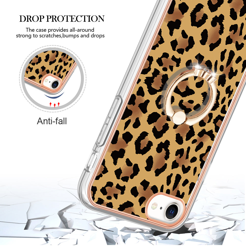 YB IMD Series-20 Style D For iPhone 7 / 8 / SE (2020) / SE (2022) Anti-Fall 2.0mm TPU Case Kickstand IMD Electroplating Phone Cover