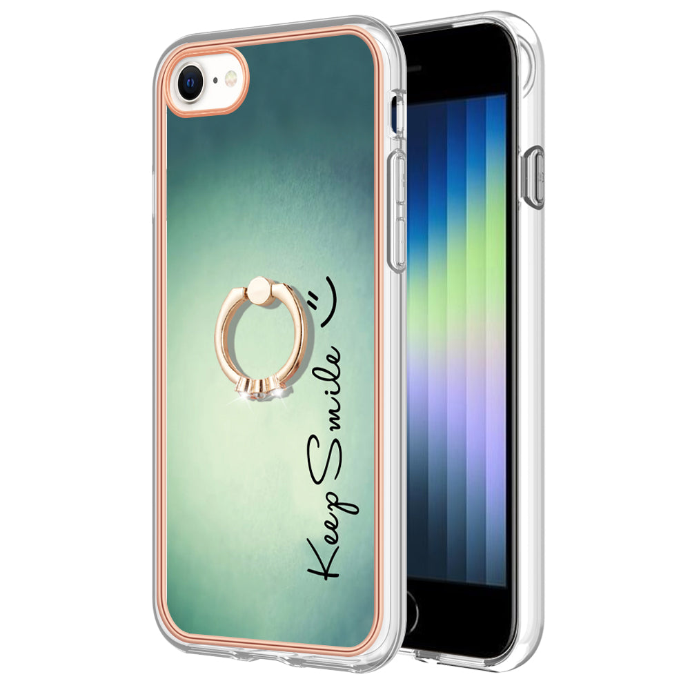 YB IMD Series-20 Style D For iPhone 7 / 8 / SE (2020) / SE (2022) Anti-Fall 2.0mm TPU Case Kickstand IMD Electroplating Phone Cover