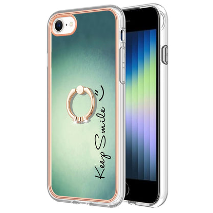 YB IMD Series-20 Style D For iPhone 7 / 8 / SE (2020) / SE (2022) Anti-Fall 2.0mm TPU Case Kickstand IMD Electroplating Phone Cover