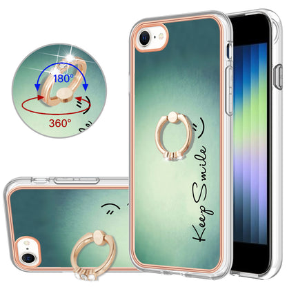 YB IMD Series-20 Style D For iPhone 7 / 8 / SE (2020) / SE (2022) Anti-Fall 2.0mm TPU Case Kickstand IMD Electroplating Phone Cover