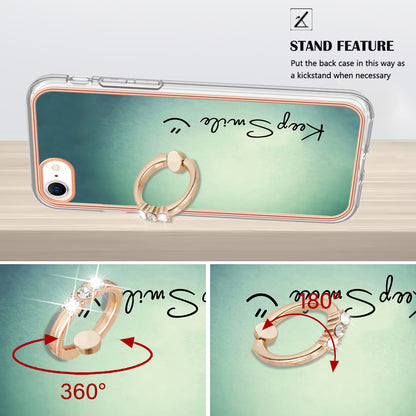 YB IMD Series-20 Style D For iPhone 7 / 8 / SE (2020) / SE (2022) Anti-Fall 2.0mm TPU Case Kickstand IMD Electroplating Phone Cover