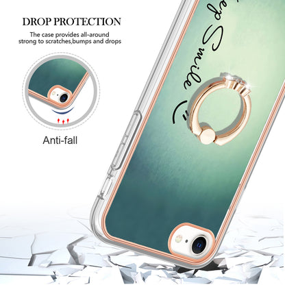 YB IMD Series-20 Style D For iPhone 7 / 8 / SE (2020) / SE (2022) Anti-Fall 2.0mm TPU Case Kickstand IMD Electroplating Phone Cover