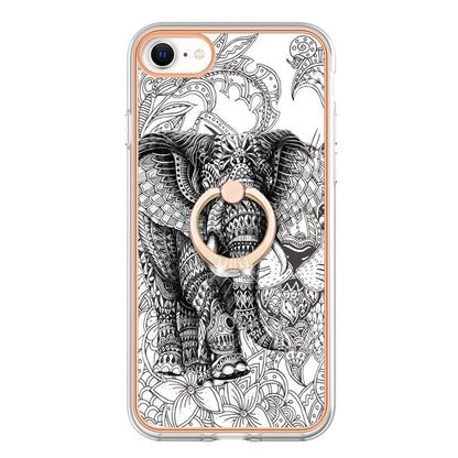 YB IMD Series-20 Style D For iPhone 7 / 8 / SE (2020) / SE (2022) Anti-Fall 2.0mm TPU Case Kickstand IMD Electroplating Phone Cover
