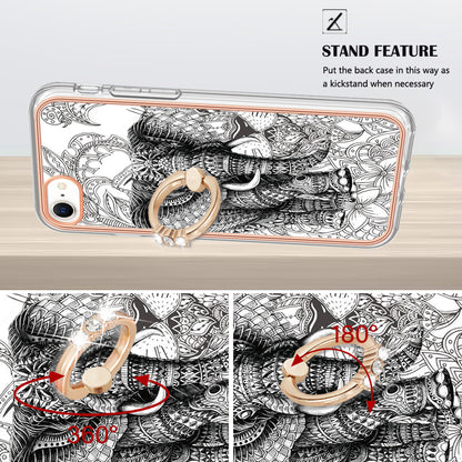 YB IMD Series-20 Style D For iPhone 7 / 8 / SE (2020) / SE (2022) Anti-Fall 2.0mm TPU Case Kickstand IMD Electroplating Phone Cover