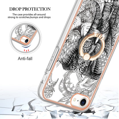 YB IMD Series-20 Style D For iPhone 7 / 8 / SE (2020) / SE (2022) Anti-Fall 2.0mm TPU Case Kickstand IMD Electroplating Phone Cover