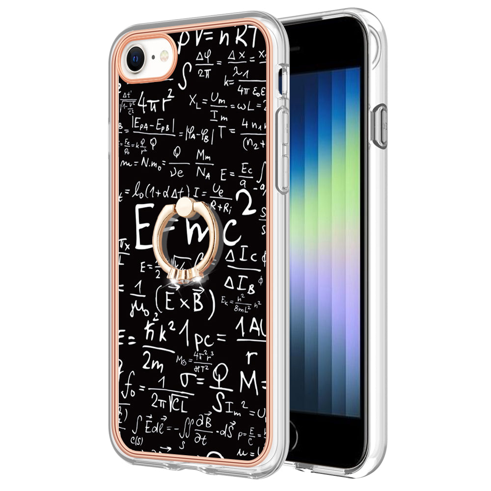 YB IMD Series-20 Style D For iPhone 7 / 8 / SE (2020) / SE (2022) Anti-Fall 2.0mm TPU Case Kickstand IMD Electroplating Phone Cover