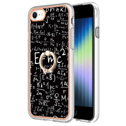 YB IMD Series-20 Style D For iPhone 7 / 8 / SE (2020) / SE (2022) Anti-Fall 2.0mm TPU Case Kickstand IMD Electroplating Phone Cover