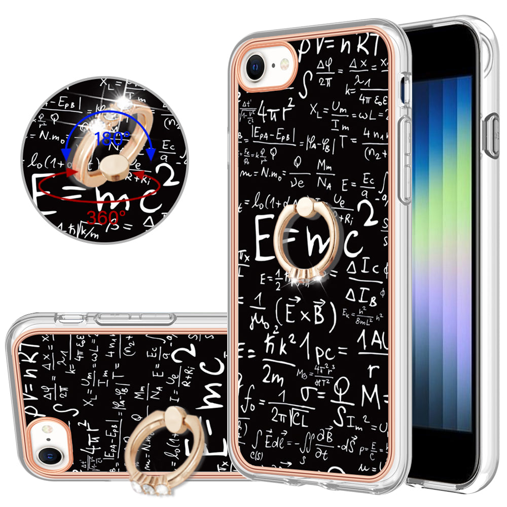 YB IMD Series-20 Style D For iPhone 7 / 8 / SE (2020) / SE (2022) Anti-Fall 2.0mm TPU Case Kickstand IMD Electroplating Phone Cover
