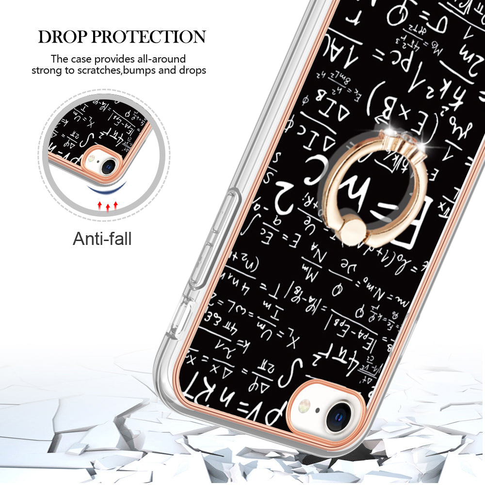 YB IMD Series-20 Style D For iPhone 7 / 8 / SE (2020) / SE (2022) Anti-Fall 2.0mm TPU Case Kickstand IMD Electroplating Phone Cover