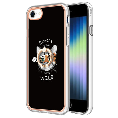 YB IMD Series-20 Style D For iPhone 7 / 8 / SE (2020) / SE (2022) Anti-Fall 2.0mm TPU Case Kickstand IMD Electroplating Phone Cover
