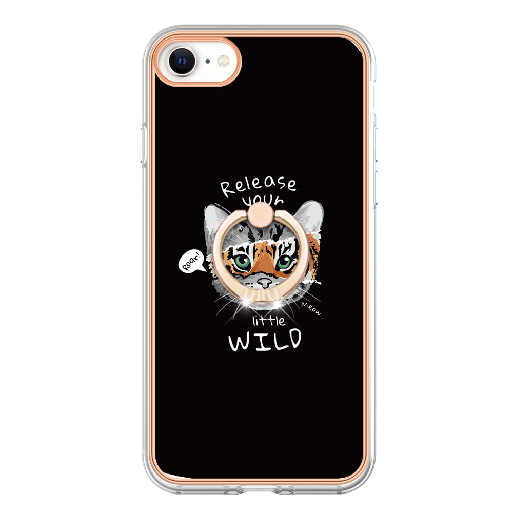 YB IMD Series-20 Style D For iPhone 7 / 8 / SE (2020) / SE (2022) Anti-Fall 2.0mm TPU Case Kickstand IMD Electroplating Phone Cover