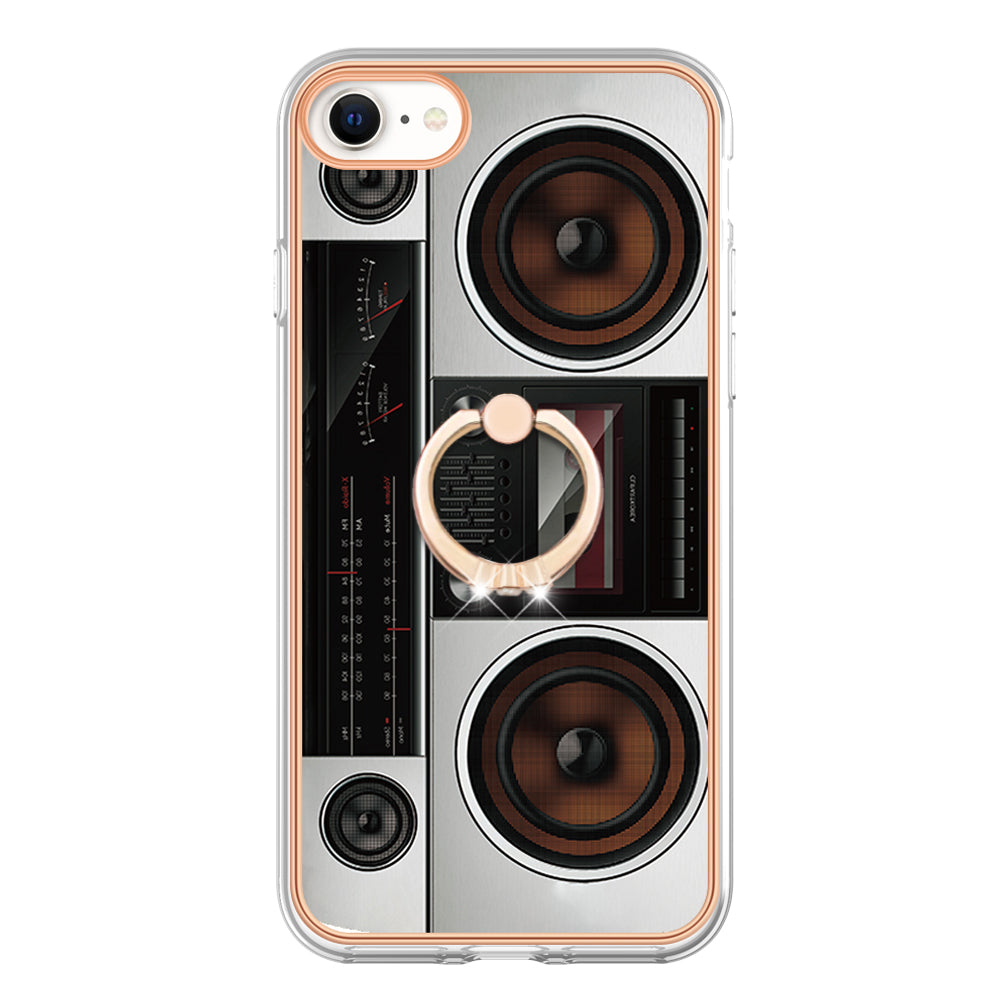 YB IMD Series-20 Style D For iPhone 7 / 8 / SE (2020) / SE (2022) Anti-Fall 2.0mm TPU Case Kickstand IMD Electroplating Phone Cover