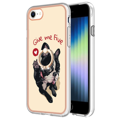 YB IMD Series-20 Style D For iPhone 7 / 8 / SE (2020) / SE (2022) Anti-Fall 2.0mm TPU Case Kickstand IMD Electroplating Phone Cover