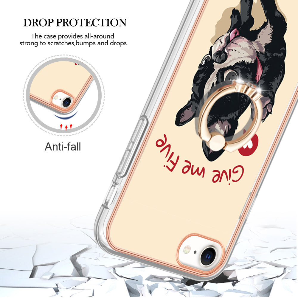 YB IMD Series-20 Style D For iPhone 7 / 8 / SE (2020) / SE (2022) Anti-Fall 2.0mm TPU Case Kickstand IMD Electroplating Phone Cover
