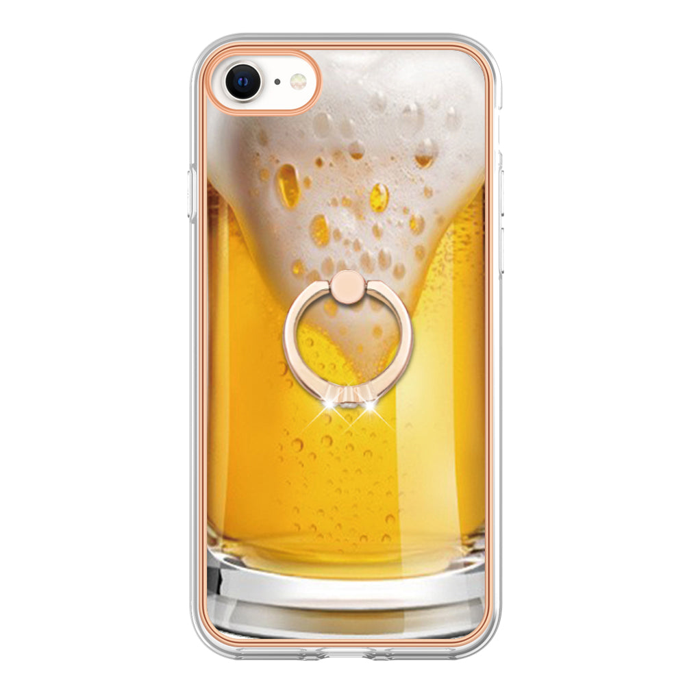 YB IMD Series-20 Style D For iPhone 7 / 8 / SE (2020) / SE (2022) Anti-Fall 2.0mm TPU Case Kickstand IMD Electroplating Phone Cover