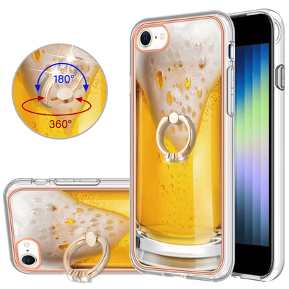 YB IMD Series-20 Style D For iPhone 7 / 8 / SE (2020) / SE (2022) Anti-Fall 2.0mm TPU Case Kickstand IMD Electroplating Phone Cover