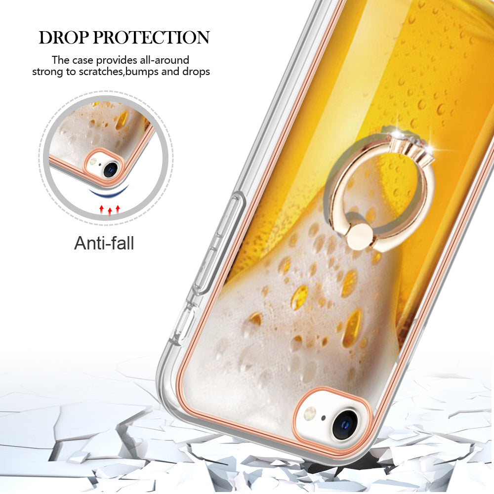 YB IMD Series-20 Style D For iPhone 7 / 8 / SE (2020) / SE (2022) Anti-Fall 2.0mm TPU Case Kickstand IMD Electroplating Phone Cover